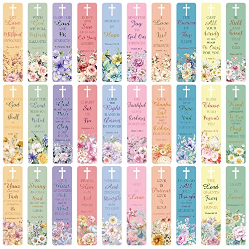 120 Pieces Bible Verses Bookmarks with Hollow Cross for Women Scripture Bookmarks Christian Book Markers for Women Men Church Gifts Supplies (Flower) - style: Flower