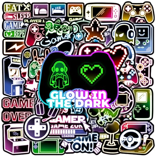 50 Pcs Glow in The Dark Neon Game Stickers for Water Bottle - color: Luminescent-474ksxx