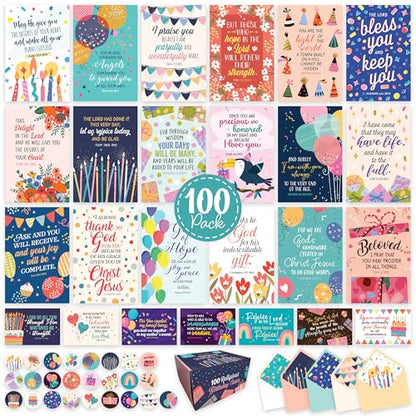 Decorably 100 Pack 4x6in Christian Birthday Cards Bulk, Assorted