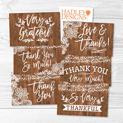 24 Bulk Thank You Cards with Envelopes Blank Cute Thank You Notes - color: Wood Lights 24 pcs