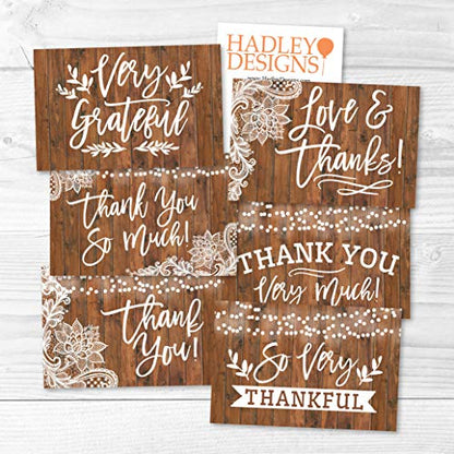 24 Bulk Thank You Cards with Envelopes Blank Cute Thank You Notes - color: Wood Lights 24 pcs