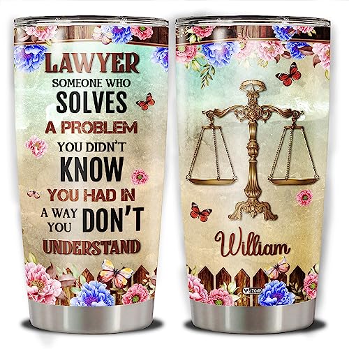 WAZONE Personalized Lawyer Tumbler 20oz 30oz Vintage Style Sunflower Print Law School Student Travel Mug Insulated Cup Funny Sayings Things Gifts For Women Lawyers Litigators Attorney - color: Lawyer