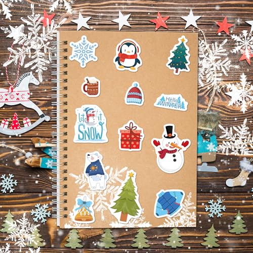 LINAYE 24 Sheets Winter Stickers for Kids, 1440 PCS Adhesive Cute Winter Snowman Stickers Bulk Pack for Kids Party Favors Gifts for Boys Girls - style: Winter 24 Sheets