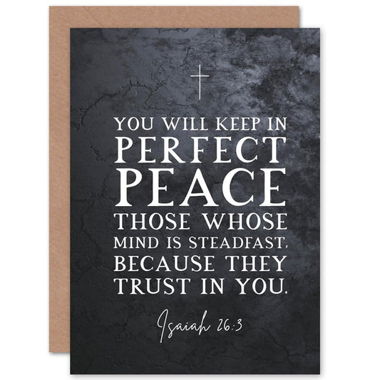 Artery8 Isaiah 26:3 Perfect Peace They Trust In You Christian Bible Verse Quote Scripture Typography Sealed Greeting Card Plus Envelope Blank inside - color: Perfect Peace
