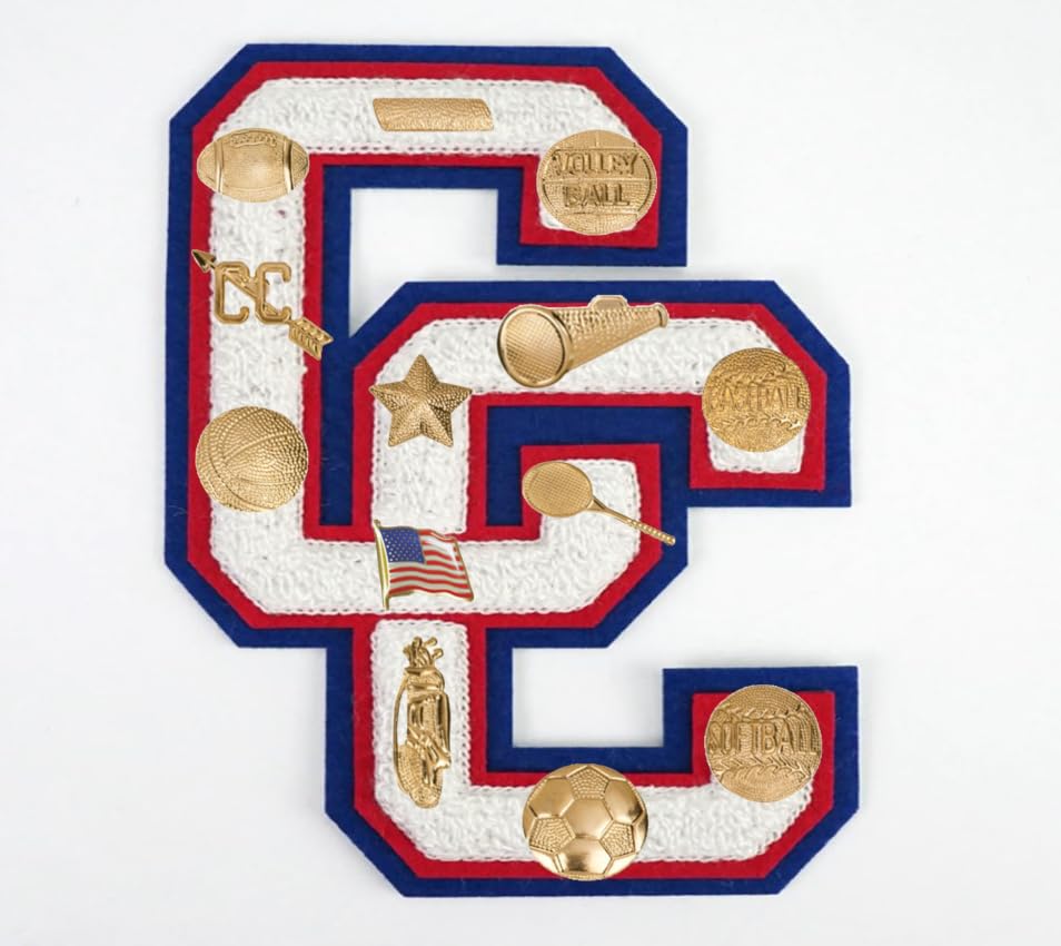 Sport Pins. Chenille Letter Pins. 4 Per order. School Sports Pin for Recognition and Achievement. - style: Cross Country