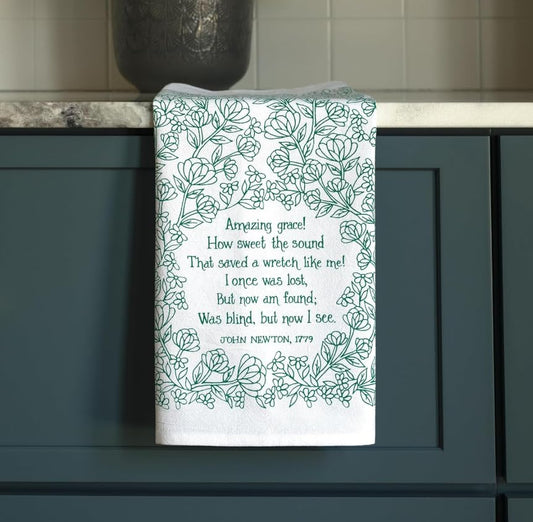 Little Things Studio Tea Towels - Amazing Grace - Pine Green, 20 x 24 Inch - color: Amazing Grace - Pine Green