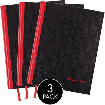 Black n' Red Notebooks, Business Journals, 3 Pack, 11-3/4" x 8-1/4", 96 Sheets, Ruled, Optik Paper, Hardcover, Casebound, Black (400123487) - size: 3 Pack, style: Large