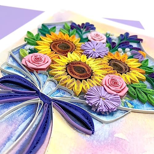 Sympathy Sunflower Quilling Card, 5 x 7 inches, Thank You - color: Fabulous Sunflower