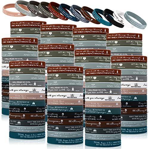 Unittype 240 Pcs Bible Verse Bracelets Bulk Christian Gift, Classic Color - color: Classic Color