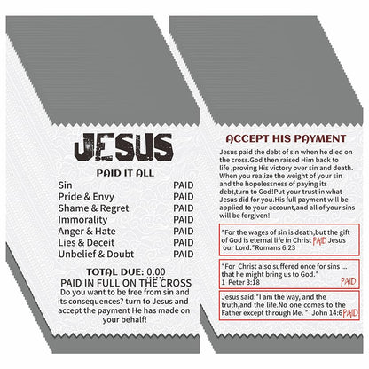 200 Pcs Gospel Tract Cards, Jesus Paid It All Salvation Prayer Cards, Christian Bible Verse Pocket Cards, Inspirational Scripture Postcards for Church Outreach, Evangelism, Gifts