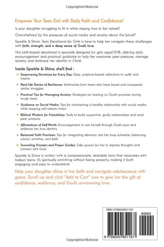 Sparkle & Shine: Teen Devotional for Girls: Strengthen Relationships, Manage Anxiety, and Embrace God's Love Daily (Sparkle & Shine Series)