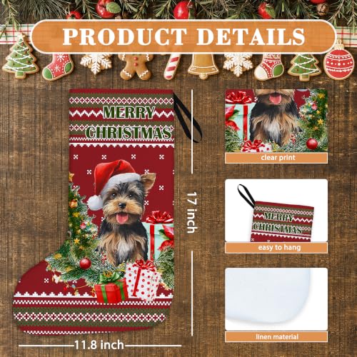 Yorkshire Terrier Red and Green Christmas Stockings 16 Inch - color: Christmas22