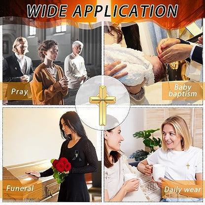 100 Pcs Cross Pins Bulk Metal Golden Silver Religious Christian Cross Brooch Pins Set Religious Enamel for Christian Chaplain Gifts Funeral Church Prayer Activities (Gold) - color: Gold