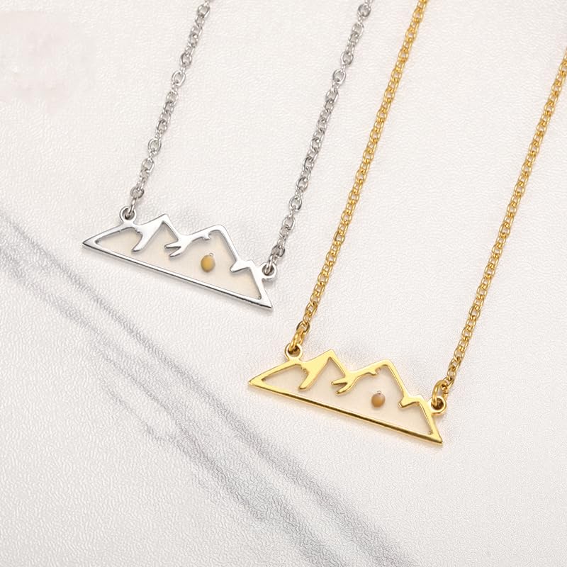 Mustard Seed Necklace - Rectangle, Round, Mountain, Hill Christian Faith Geometric Religious Inspirational Gift With Message Card - color: Silver, style: Mountain