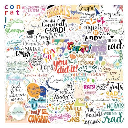 Blessing Phrase Stickers 60pcs for Teen Water Bottle Cartoon Trendy Aesthetic Stickers Fun Aesthetic Waterproof Vinyl Decals for Laptop Bumper Luggage Skateboard Guitar (Colours-B2) - color: Colours-b2