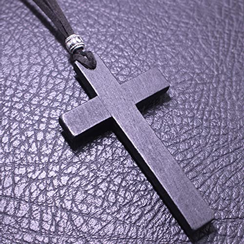 Wooden Cross Necklace For Men Women, Wood Cross Pendant Necklaces For Car Rearview Mirror Charms, Wall, Christian Jewelry - color: 1 piece-black-7.5cmcross