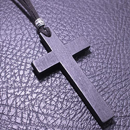 Wooden Cross Necklace For Men Women, Wood Cross Pendant Necklaces For Car Rearview Mirror Charms, Wall, Christian Jewelry - color: 1 piece-black-7.5cmcross