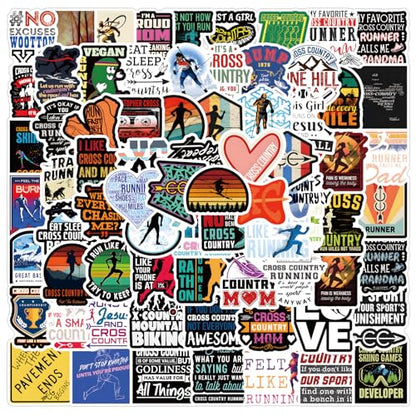 126Pcs Cross Country Stickers Pack, Aesthetic Vinyl Waterproof Sticker Decals for Water Bottle,Laptop,Phone,Skateboard,Scrapbooking,Bumper Decor for Fans for Party Supply Decor…
