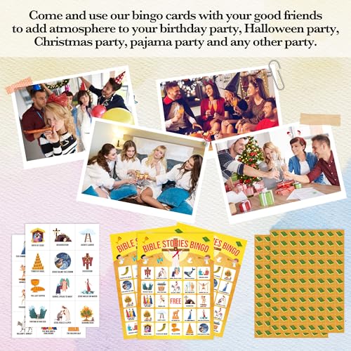 Bible Bingo Games, Bible Trivia Cards, Bible Activities, Jesus Religious Game Card, Family Open Day Supplies, Christian Games for Adults, Christmas Party Activities, 24 Bingo Sets, A010 - color: Bible Bingo Card