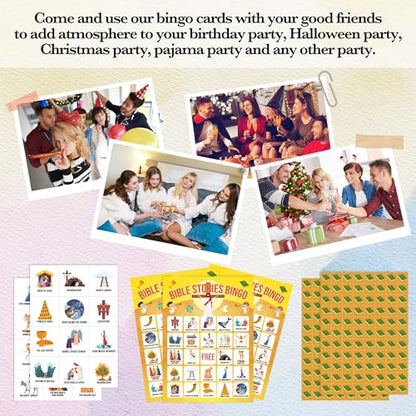 Bible Bingo Games, Bible Trivia Cards, Bible Activities, Jesus Religious Game Card, Family Open Day Supplies, Christian Games for Adults, Christmas Party Activities, 24 Bingo Sets, A010 - color: Bible Bingo Card