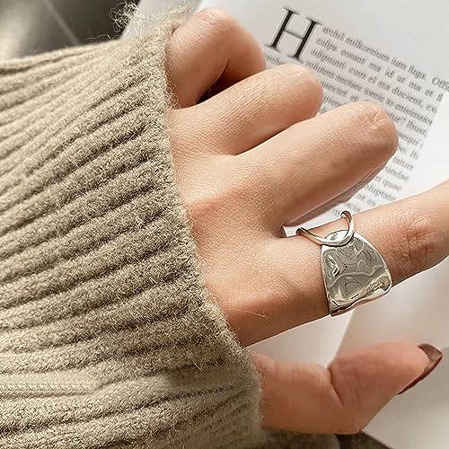 Handmade Rings 925 Sterling Silver Band Ring Adjustable Open Knuckle Rings Thumb Ring Statement Rings for Women Minimalist Jewelry - color: Pattern 1