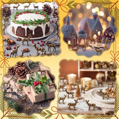 Civaner 50 Pcs Mini Deer Figurines, Retro Christmas Decoration - style: Deer
