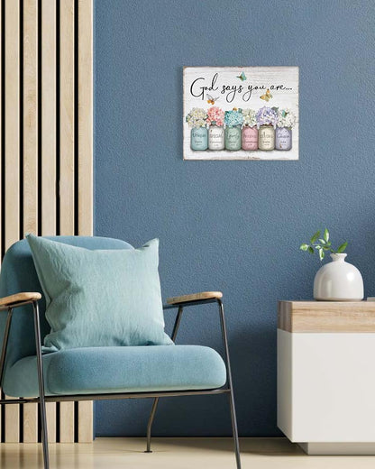 Inspirational Bible Verse Wall Art: God Says You Are Wall 12" x 15" - color: God Says You Are, size: 15"L x 12"W