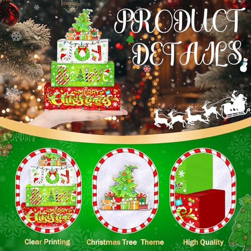 Britimes Christmas Tiered Tray Decor Set, 4 Pack, Wooden Table Sign Holiday - color: Joy Tree