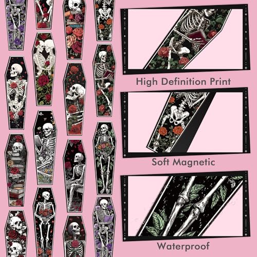 Gothic Skeleton Magnetic Bookmarks, Coffin Book Marks for Halloween - style: Coffin Skeleton