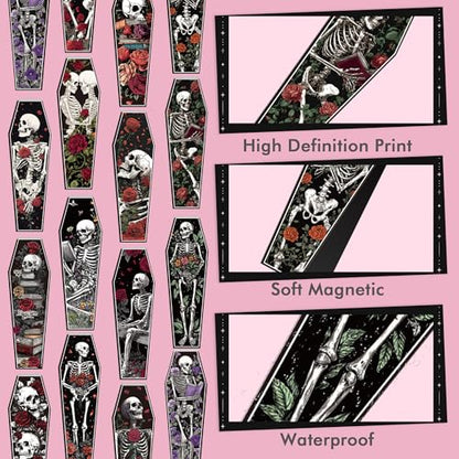Gothic Skeleton Magnetic Bookmarks, Coffin Book Marks for Halloween - style: Coffin Skeleton