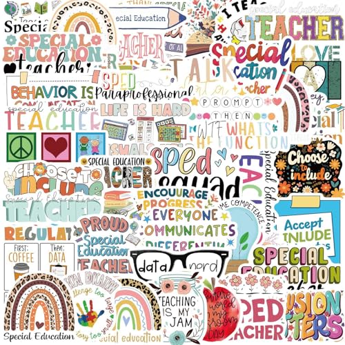 50pcs Special Education Stickers,Cartoon Stickers for Water Bottles Laptop Scrapbooking Mirrors Notebooks Cars Bumpers Bikes Bedroom Travel Case Motorcycle Snowboard - color: Special Education Stickers