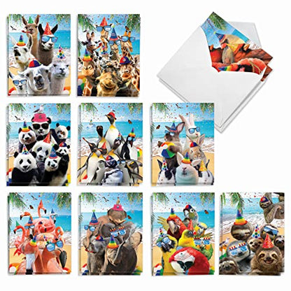 Best Card Co 20 Assorted Birthday Notes Wildlife AM10209BDG-B2x10 - style: Wildlife Photo Ops