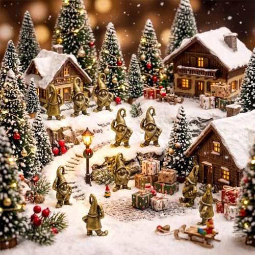 Civaner 50 Pcs Mini Brass Gnome, Tiny Gnome Figurines for Christmas Decor - style: Cute Santa Claus