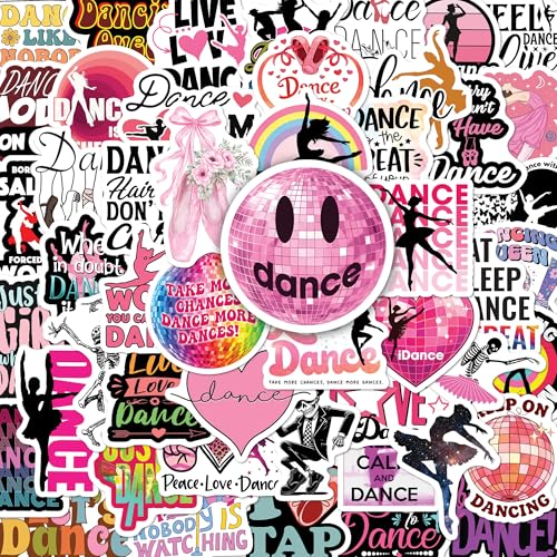 BEATRI Dancing Stickers Waterproof Vinyl 50Pcs Pink Dancer Decor - color: Dancing Stickers