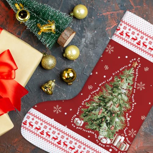 Red and Green Christian Christmas Tree Stockings 16 Inch - color: Christmas33