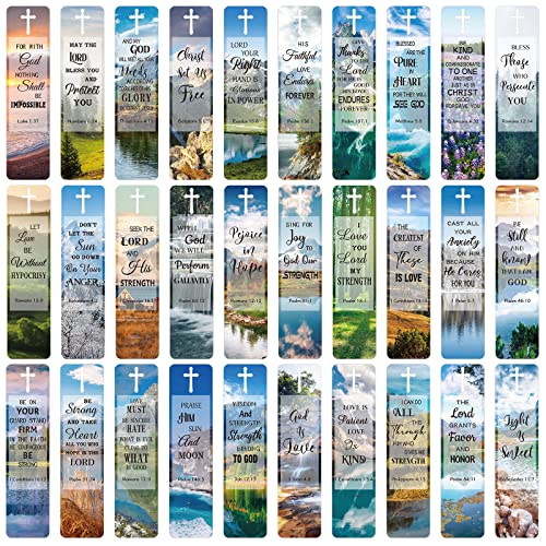 120 Pieces Bible Verses Bookmarks with Hollow Cross for Women Scripture Bookmarks Christian Book Markers for Women Men Church Gifts Supplies (Landscape) - style: Landscape