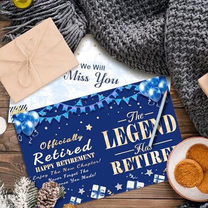 Large Retirement Card Signing, Big Giant Retirement Guest Book, Blue Gold - style: Retirement-Blue Gold