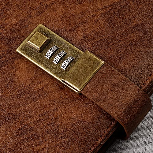 WEMATE Diary with Lock, A5 PU Leather Journal with Lock 240 Pages Brown - color: Brown