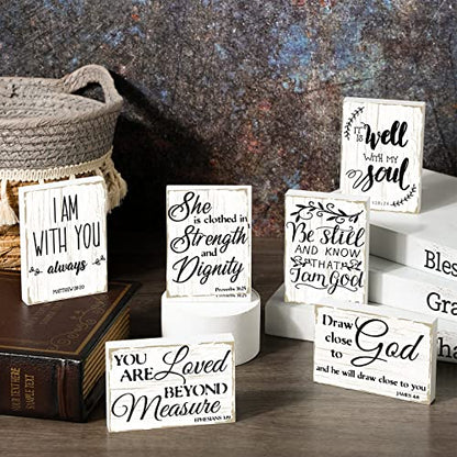 Maitys 6 Pcs Bible Verse Mini Wood Signs Religious Sign, Delicate Style - style: Delicate Style