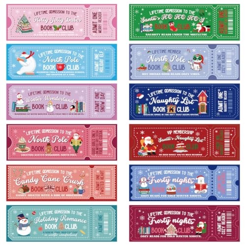 Wxiben 120 Pcs Christmas Book Club Bookmarks Xmas Ticket Book Marks Gifts - color: Christmas Book Club