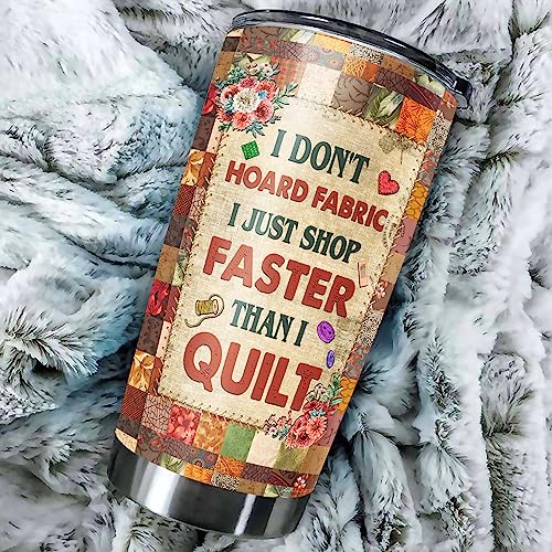 Personalized Quilting Insulated Tumbler Custom Name Stainless Steel Double Walled Vacuum Coffee Mug 20oz 30oz Quilting Gifts for Sewers Women Birthday - color: Sewing