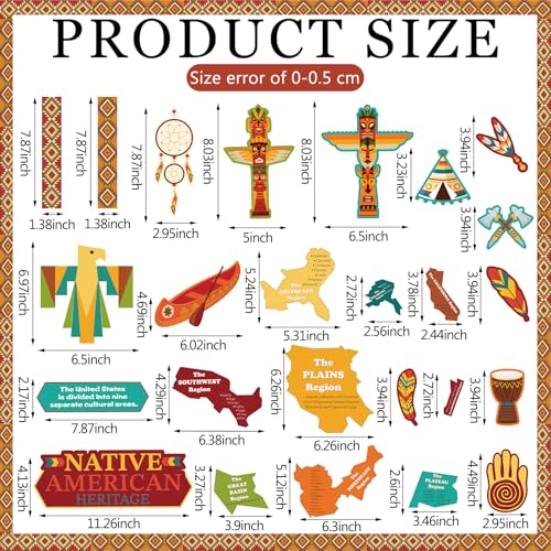 Sayglossy Native American Heritage Month Cutouts for Classroom Wall Decor - style: Native American