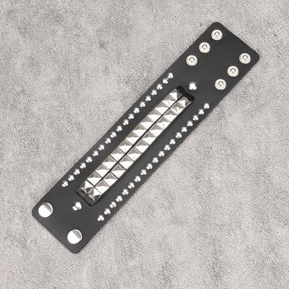 Jeilwiy Punk Rock Gothic Black Rivet Leather Spiked Necklace Collar Neckband Leather Choker Necklace for Women Mom Gifts Adjustable - color: 01 Leather Cuff Bracelet Black