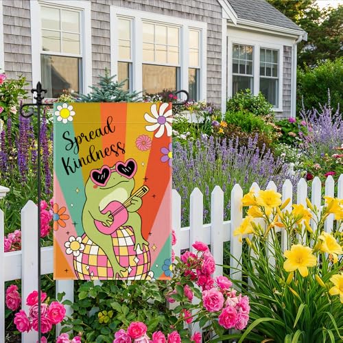 Spread Kindness 12 x 18 Inch Double Sided Frog Garden Flag - color: Colorful