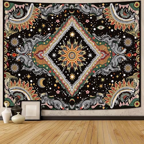 Faxdong Boho Sun Moon Star Tapestry, Abstract Geometric Tapestries,Vintage Mystic Art Decor for Bedroom Living Room Meditation Room or Dorm - color: multicolor1, size: 60"L x 44"W
