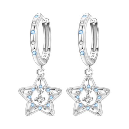 925 Sterling Silver Cute Animal Unique Huggie Hoop Earrings for Women - color: Brilliant Star