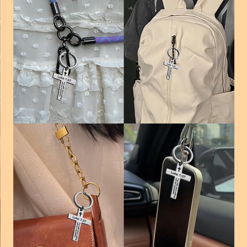 YALLNASL Christian Christmas Birthday Gifts for Daughter Son Inspirational Gifts for Women Men Christian Cross Keychains - color: Luke 1:37