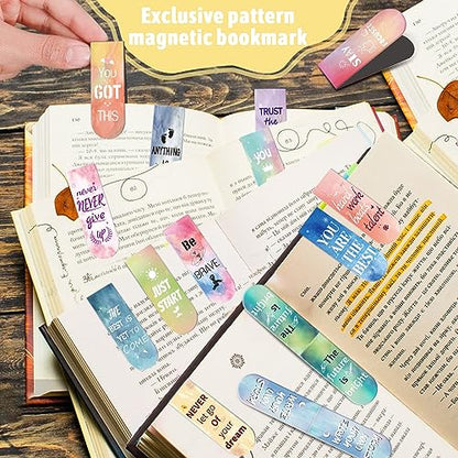 Magnetic Bookmarks, Kaluofan 15PCS Bookmarks for Women, Double Sided Magnet Book Markers Page Clip for Students Teachers Reading Supplies - size: 1 Set (Women's)
