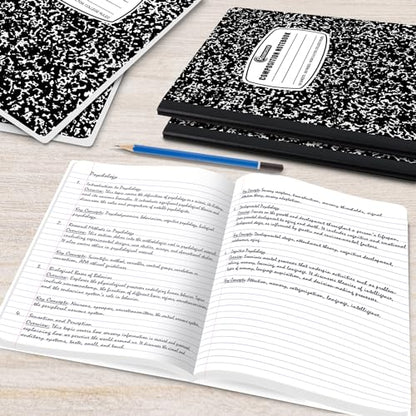 Rosmonde 1000 Pack Composition Notebooks Bulk, College Ruled, Black Marble - size: 1000 Pack | Express Pallet, style: Black Marble