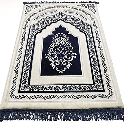 Modefa Foam Padded Prayer Rug | Thick Prayer Mat with Knee Cushion Memory Foam Prayer Mats | One Inch Thick Soft Velvet Islamic Praying Mat Luxury (Blue) - color: Blue
